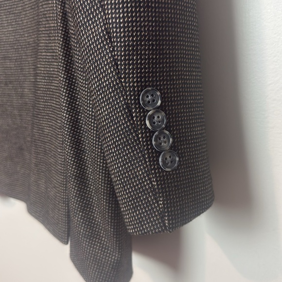 Men’s Brown and Black Wool Laine Suit Jacket Blazer Size 42L - Picture 10 of 10